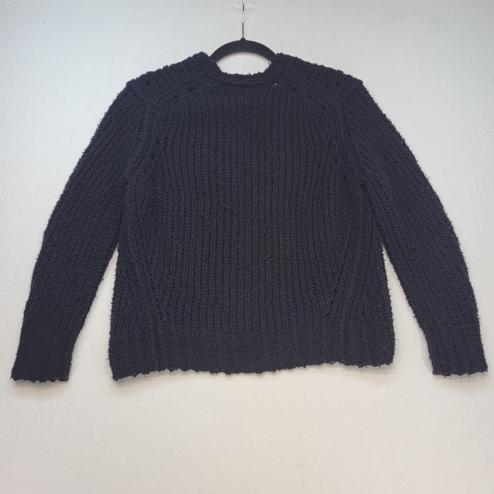Rag & Bone Sweater Womens XXS Black 100% Merino Wool Chunky Knit V-Neck - Picture 3 of 9